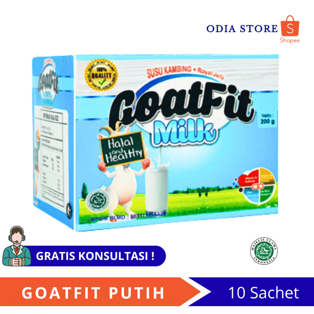 

Susu Kambing Etawa GOATFIT PUTIH SACHET Milk ORIGINAL 10 SACHET Goat Fit Kesehatan Tulang