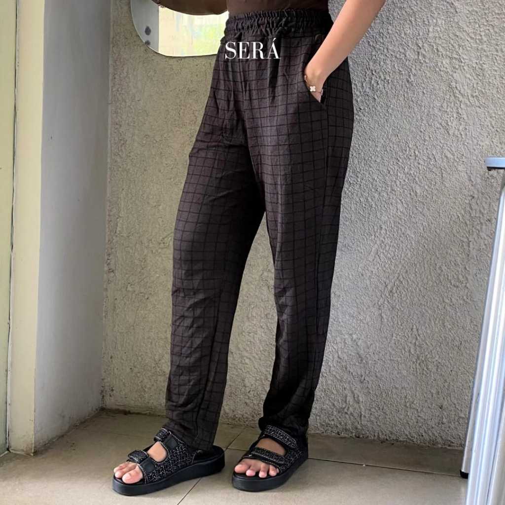 Celana Panjang Wanita Model Kotak Bahan Denim Diana