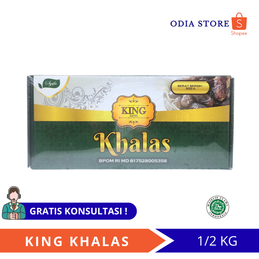 

Kurma King Dates Khalas 500 Gram - Kurma Premium Asli Madinah, Manis Lembut & Bergizi