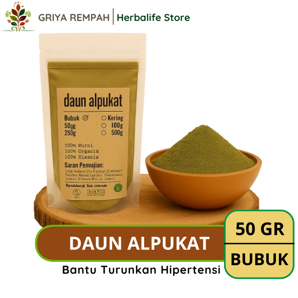 

DAUN ALPUKAT BUBUK 50 GRAM Alami 100% - Alpokat Ramuan Rempah Herbal Kering Premium Kaya Manfaat Jamu Tradisional Avocado Simplisia Persea americana