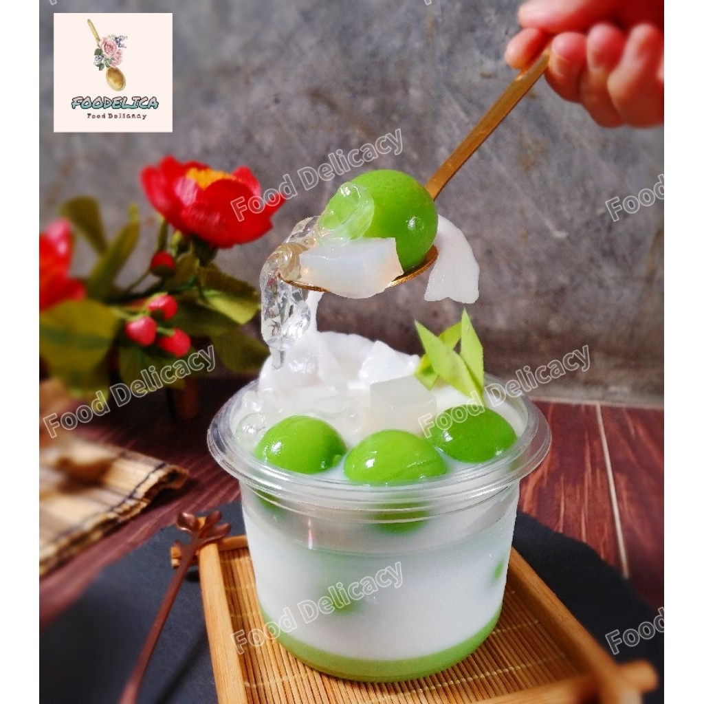 

pandan coconut dessert | es jelly kelapa pandan