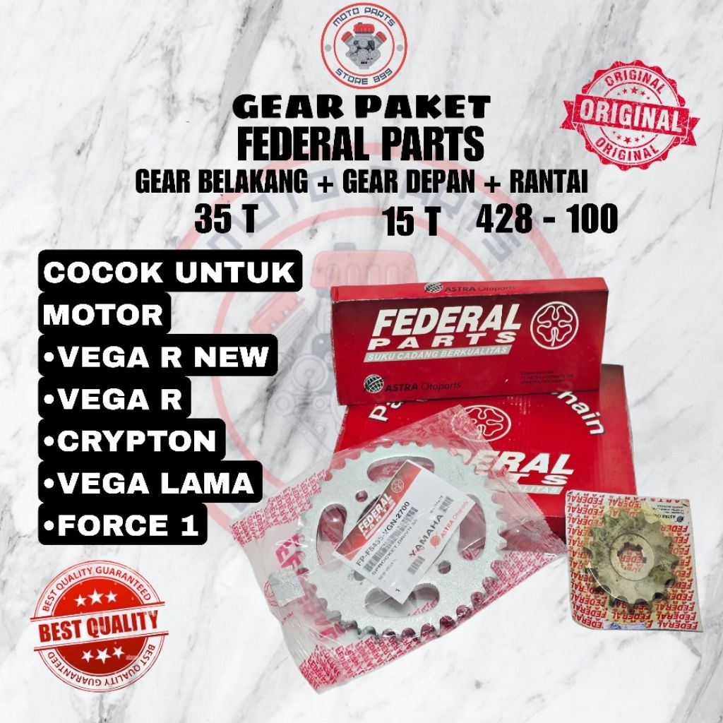 GEAR SET/GIR PAKET/CHAIN KIT (VGN) ORIGINAL FEDERAL PARTS, VEGA R NEW, CRYPTON, FORCE 1, ALFA, VEGA 