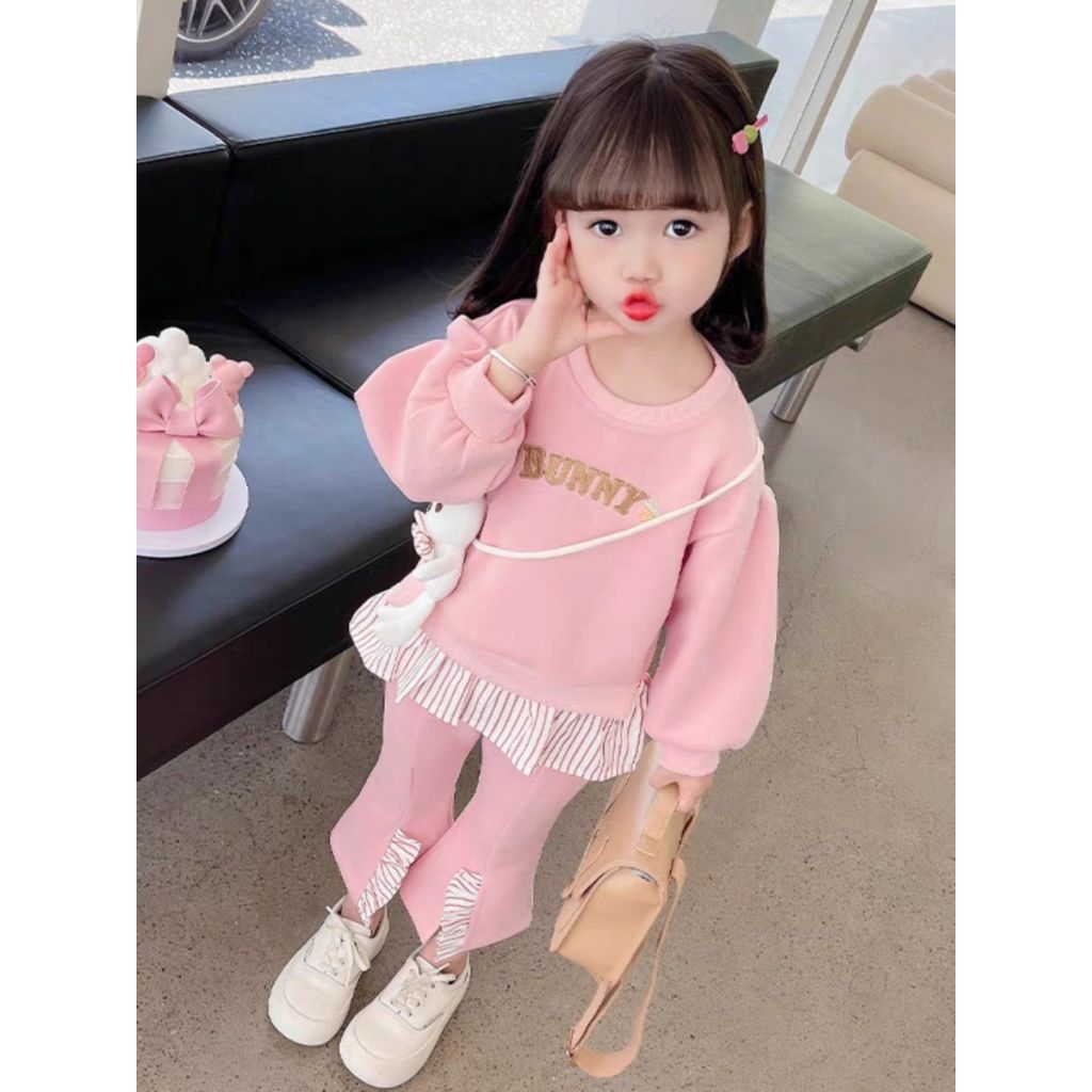 baju setelan anak perempuan korea 3 in 1