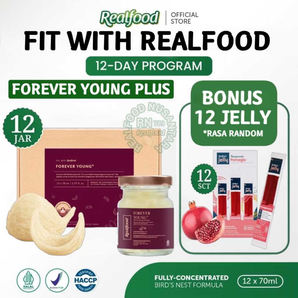 

Realfood Forever Young Plus Kolagen 6 Botol & 12 Botol Bonus Jelly ( Minuman Sarang Burung Walet ) RN789