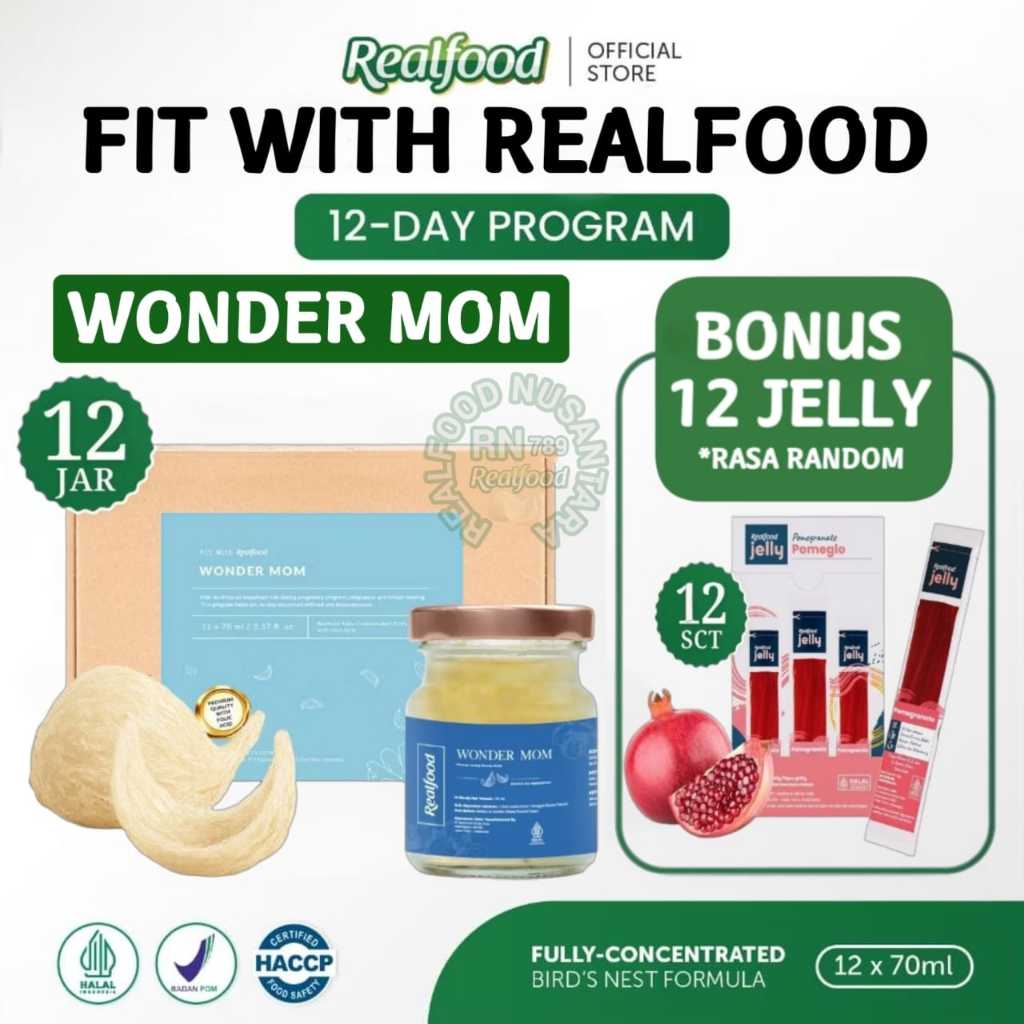 

Realfood Wonder Mom 6 Botol & 12 Botol Bonus Jelly ( Minuman Sarang Burung Walet ) RN789