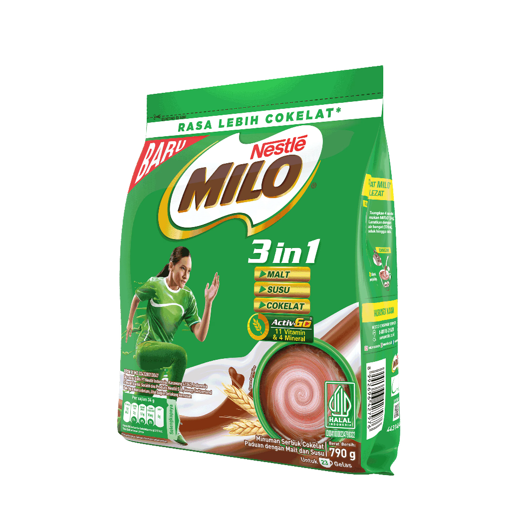 

MILO 3in1 ACTIV-GO Minuman Cokelat Energi Pouch 790g – Milo Bubuk Minuman Instan
