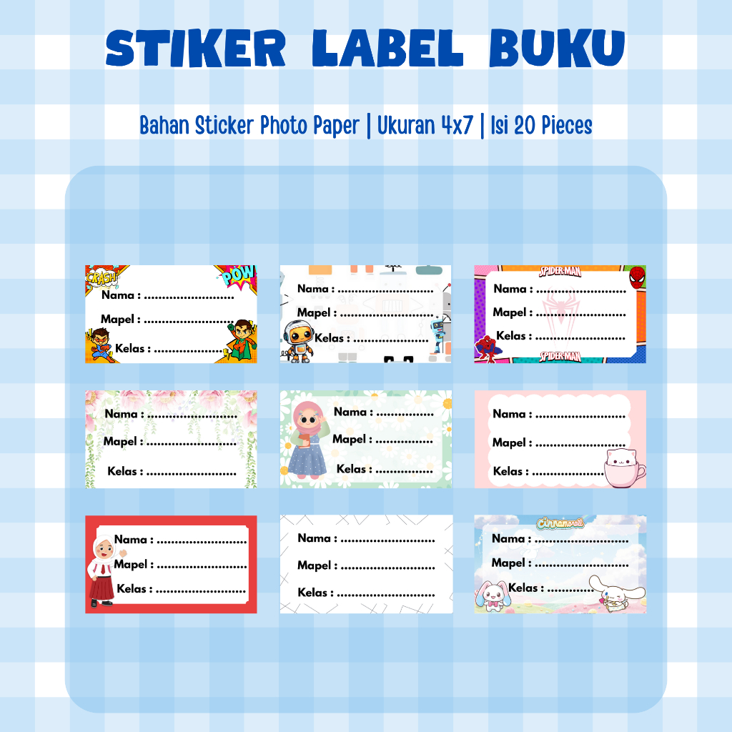 

Stiker Label Buku Anak Karakter Lucu Isi 20 biji untuk Sekolah dan Belajar