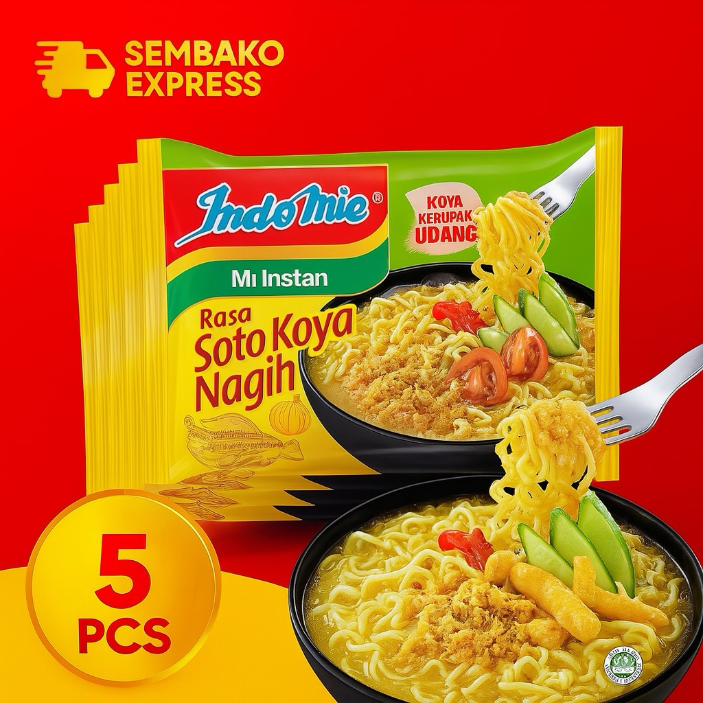 

Indomie Soto Koya Nagih – 5 Bungkus | Mi Instan Kuah Segar & Koya Kerupuk Udang Gurih | Sembako Express