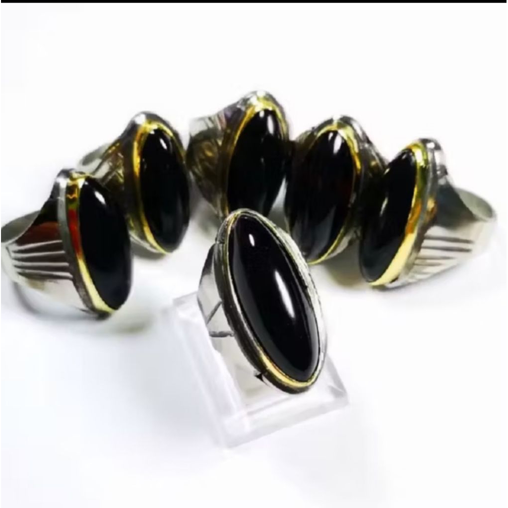 Batu cincin kecubung wulung pandan Original ring monel