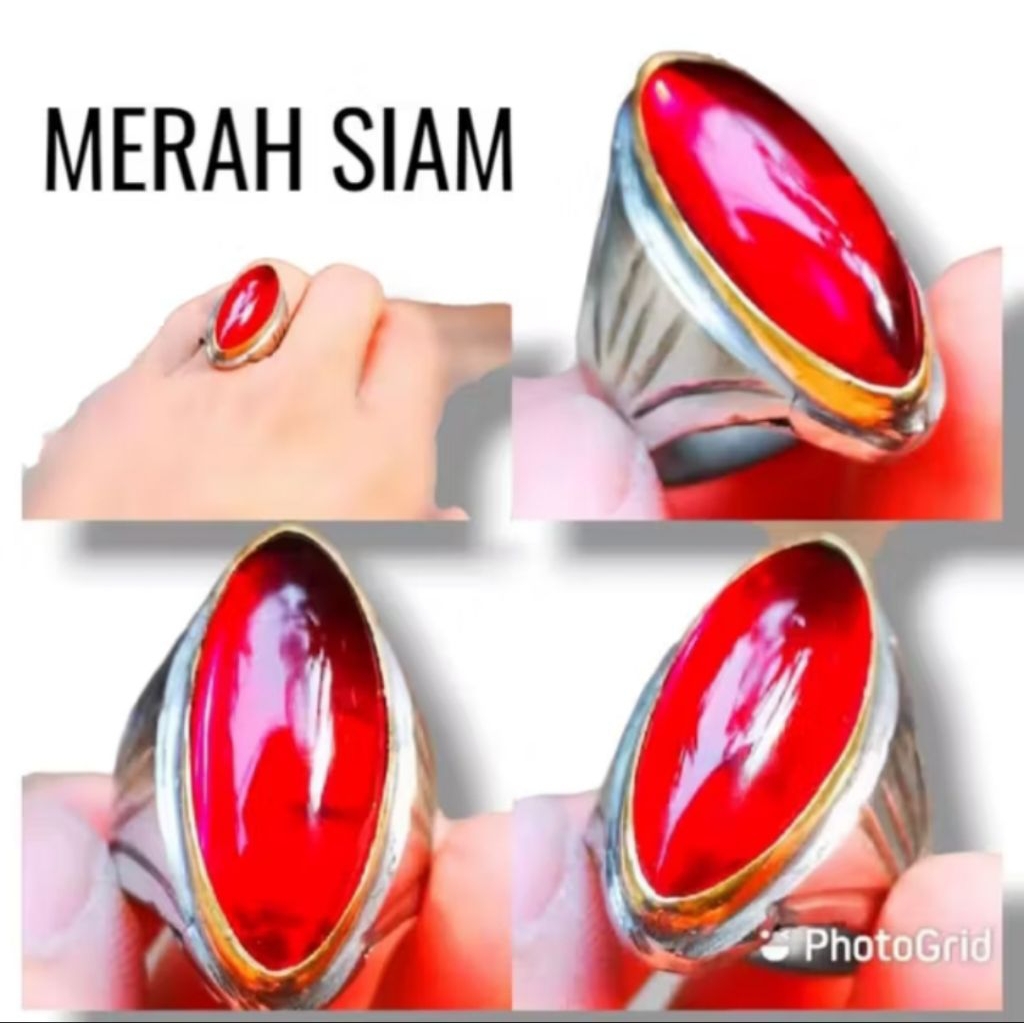 Batu cincin padan merah siam ring monel original pandan merah