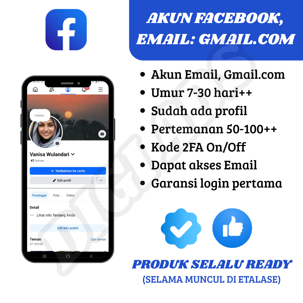 Akun Facebook , Email Gmail.com , Fanspage , Teman 1000 keatas