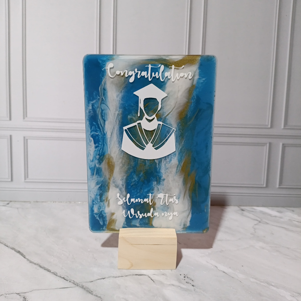 Hadiah Wisuda Papan Nama resin akrilik papan nama stand