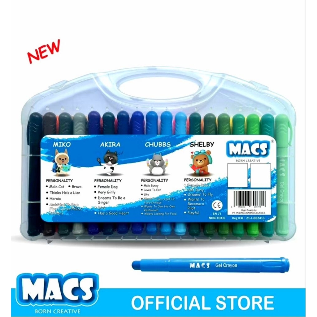

GEL CRAYON MACS 36 WARNA/CRAYON GEL MURAH