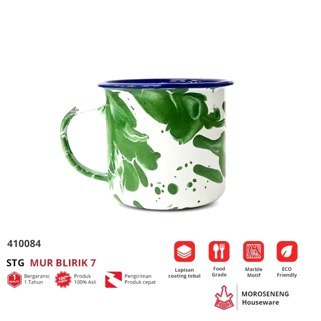 CANGKIR JADUL BLIRIK 7CM / MUG ENAMEL 7CM MOTIF BLIRIK (LORENG) / MUG KOPI CANGKIR KOPI GELAS BATIK 