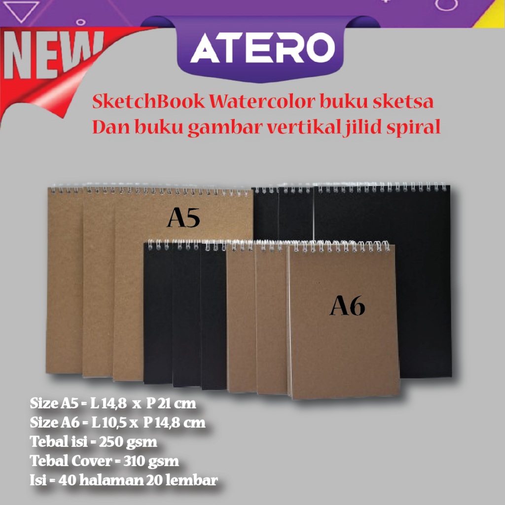 

Atero SketchBook Watercolor A5 dan A6 vertical 40 halaman