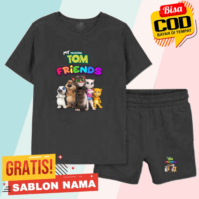 Setelan Kaos Anak The Talking Tom Friends / Baju Stelan Anak Laki Laki & Perempuan The Talking Tom F
