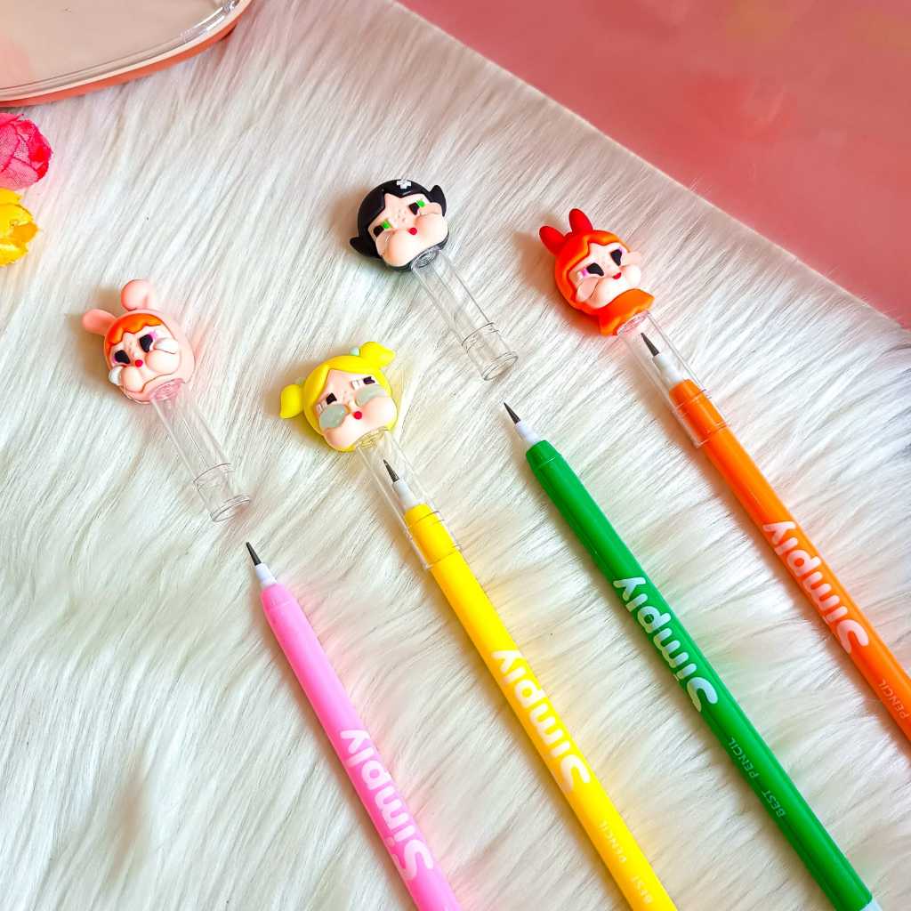

PENSIL SUSUN CRY BABY POWERPUFF GIRLS BUTTERCUP BLOSSOM BUBBLES BENSIA LANTU ISI ULANG PELURU