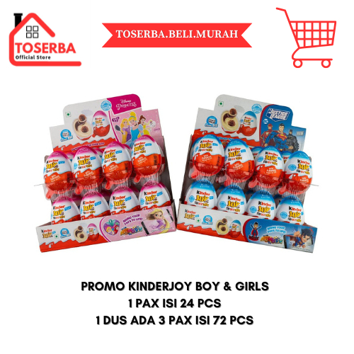 

[READY STOCK] PROMO Coklat & Mainan Kinder Joy T24 Boy & Girls 20gr (4 BOX isi 8×4=32 PCS) EXP Terbaru