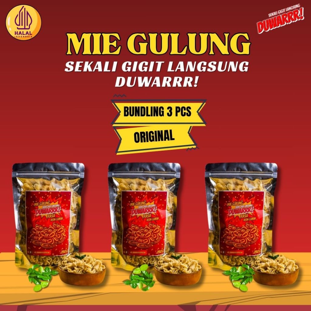 

Bundling Rasa Original 3pcs 250g Mie Gulung DUWARRR Daun Jeruk Renyah Gurih