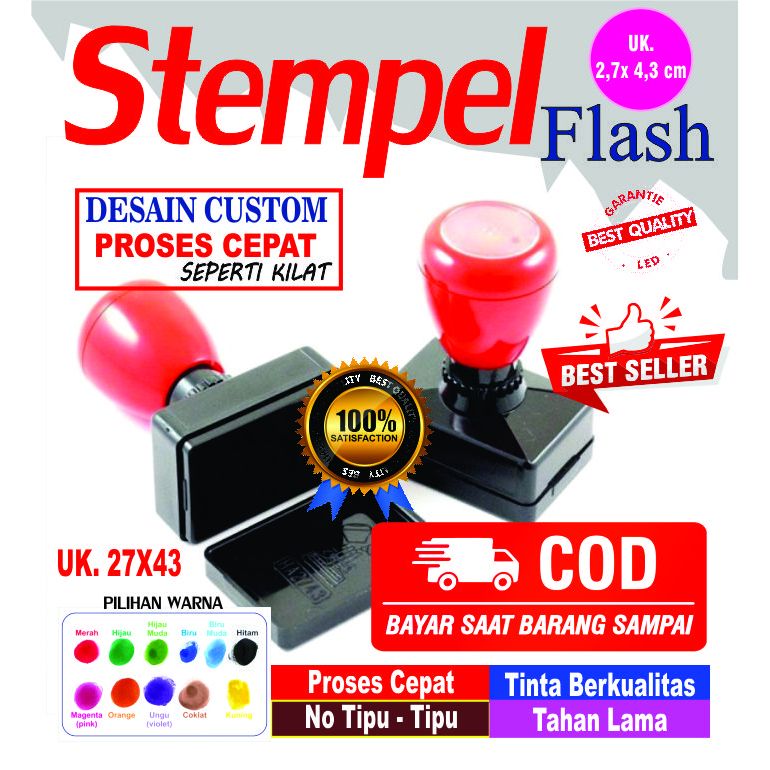 

[1HARI JADI] CETAK STEMPEL FLASH KOTAK PERSEGI OTOMATIS CEPAT / CUSTOM STEMPEL UK. 27X43 ML