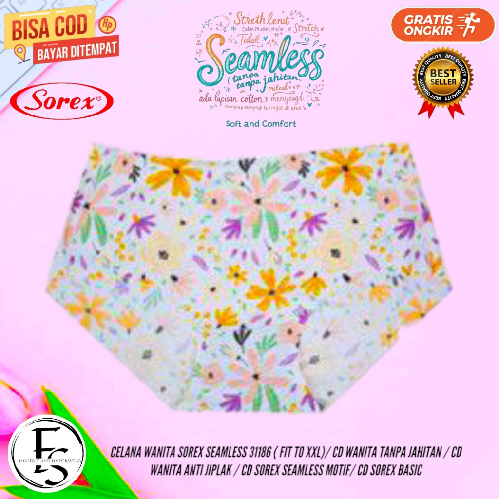 CELANA WANITA SOREX SEAMLESS 31186 ( FIT TO XXL)/ CD WANITA TANPA JAHITAN / CD WANITA ANTI JIPLAK / 
