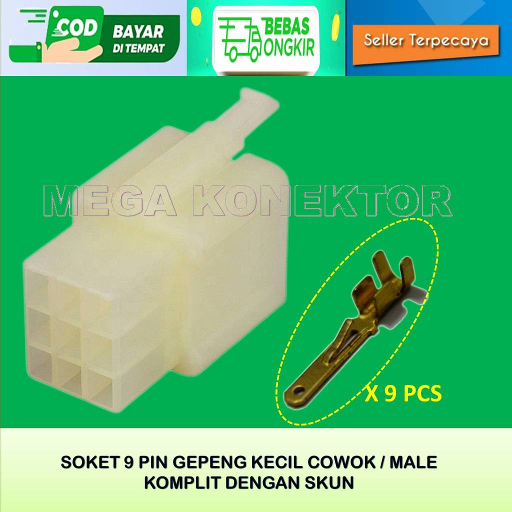 SOKET KABEL MOTOR 9 PIN KECIL  MALE -SOKET –SOKET KABEL–9 PIN- SOKET - SOKET KABEL 9 PIN NYLON