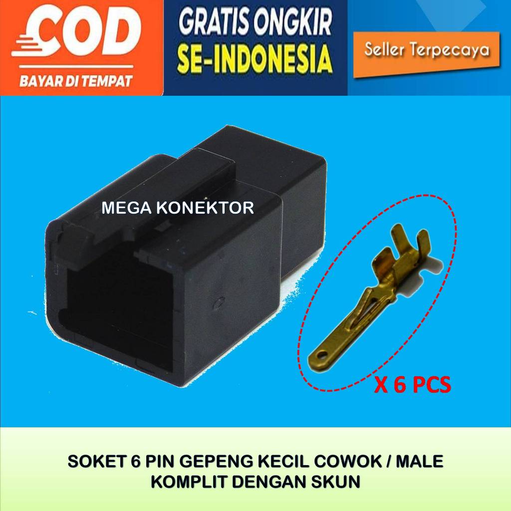 SOKET KABEL MOTOR 6 PIN KECIL  MALE HITAM-SOKET –SOKET KABEL–6 PIN- SOKET - SOKET KABEL 6 PIN NYLON