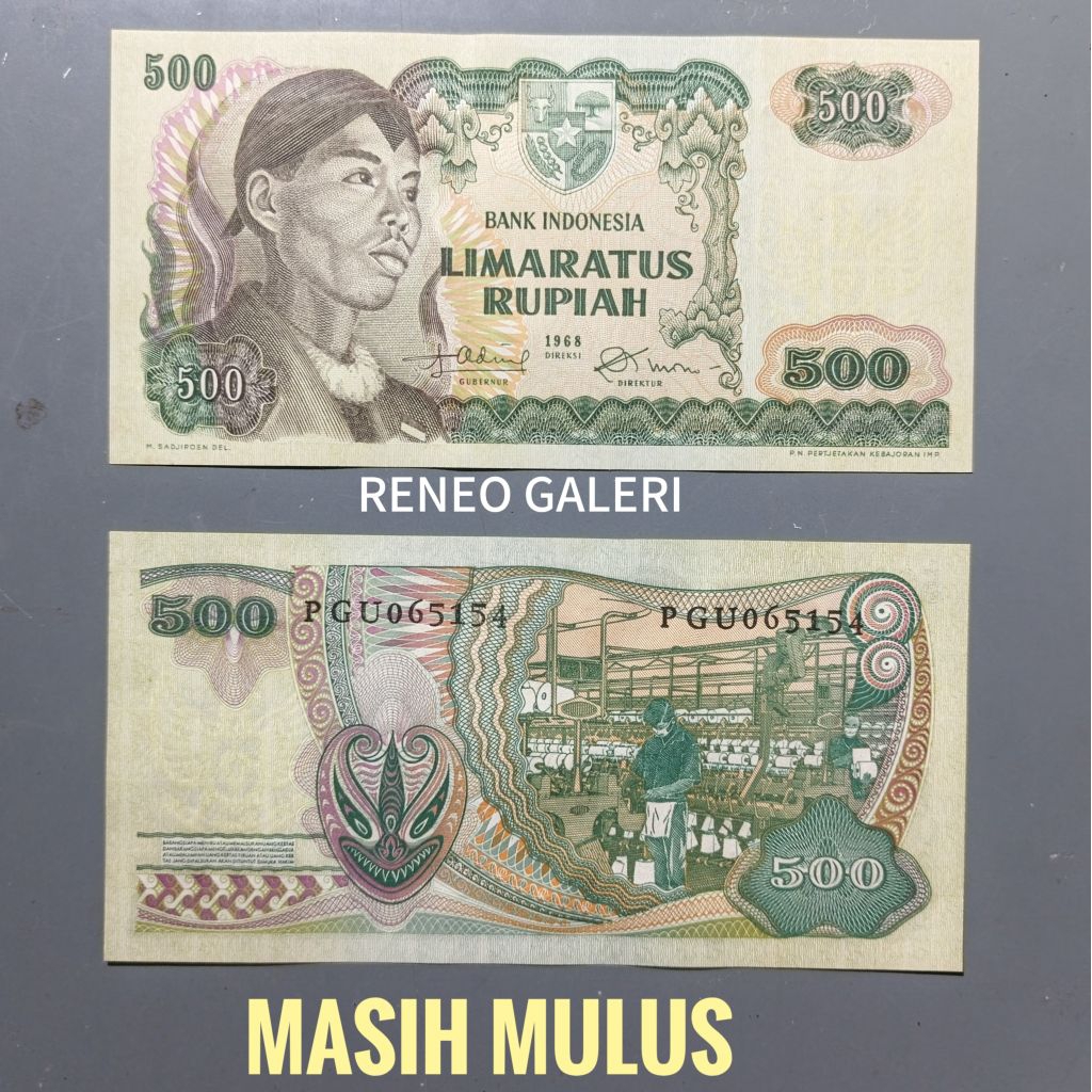 Mulus asli Rp 500 Rupiah Sudirman tahun 1968 Seri Jendral Soedirman uang kertas Kuno duit jadul lawa