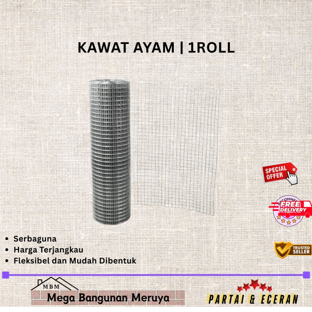 Kawat Ayam Loket PVC Kawat Hijau Kawat Ayakan Ram Kawat Kandang | 1 roll