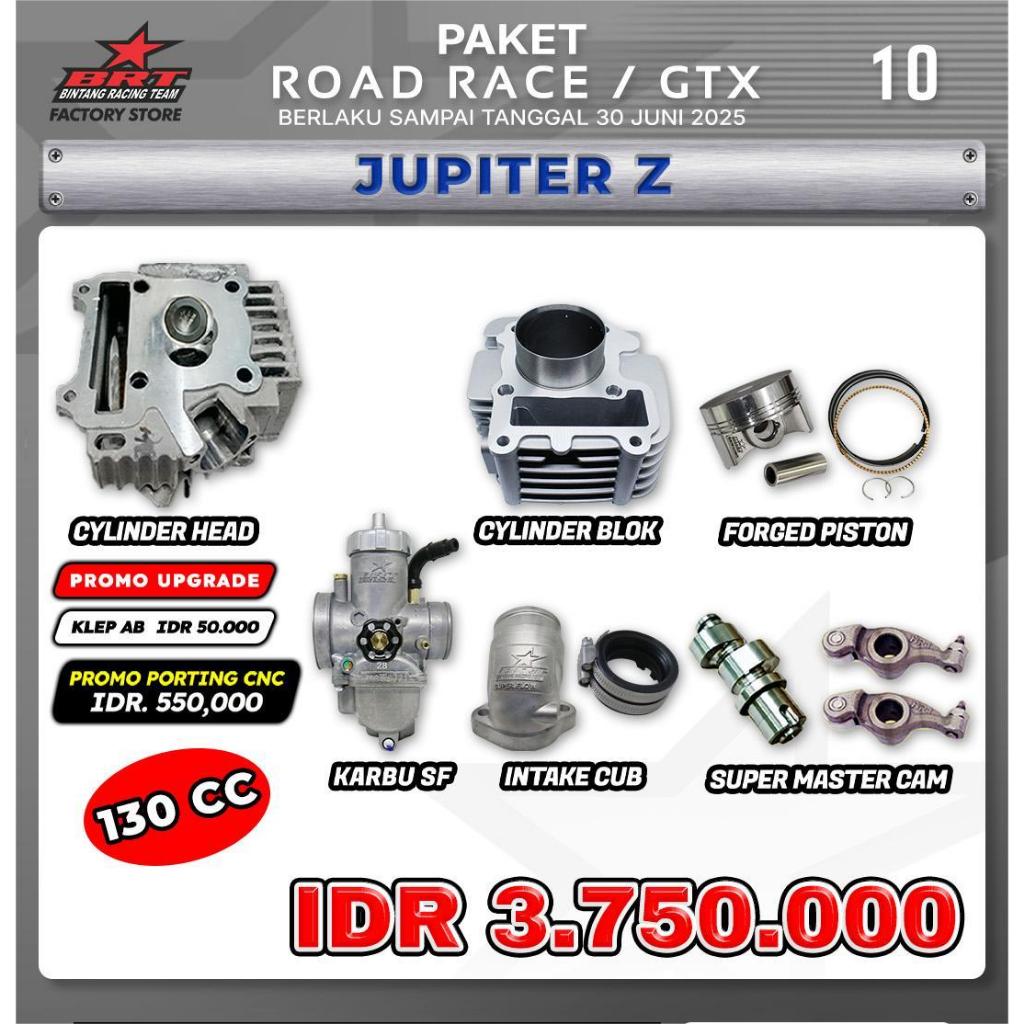 PAKET ROAD RACE / GTX JUPITER Z 130CC ( HEAD , BLOK , PISTON , KARBU SF , INTAKE , CAM )