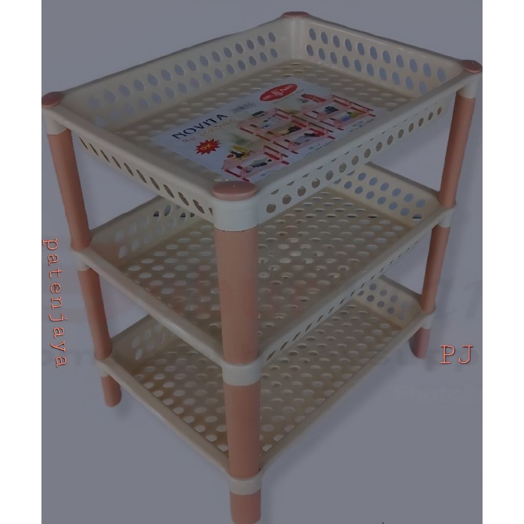 Rak segi susun 3 susun 4 plastik Novita OWL keranjang susun plastik rak dapur plastik rak kosmetik r