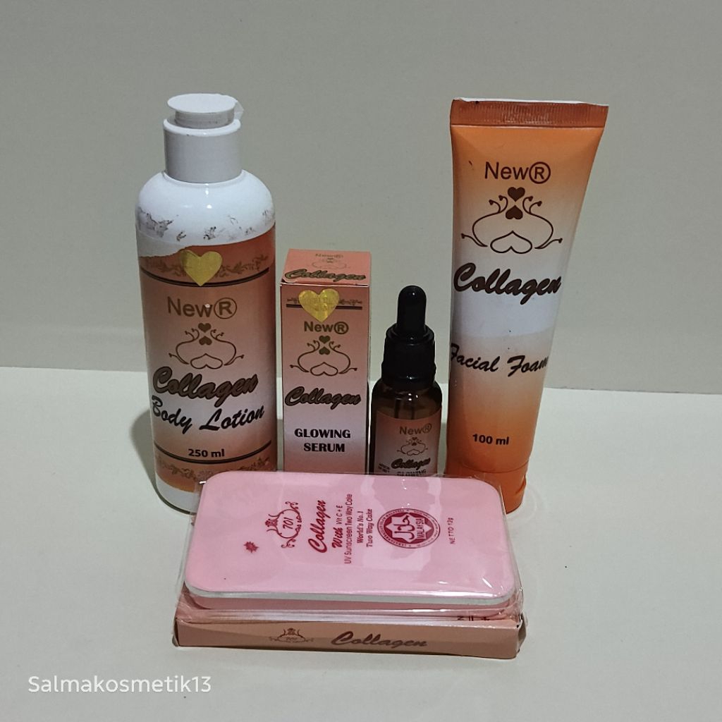 Paket Collagen 4In1 Whitening Original // serum glowing, lotion, facial foam, bedak twc