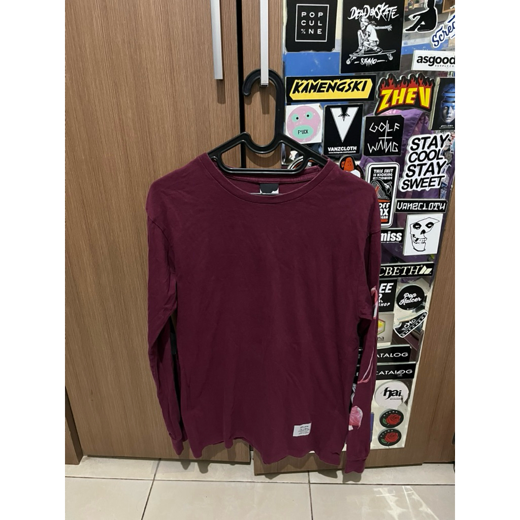 Kaos Longsleeve Brand UNKL347 Marron Lengan Panjang