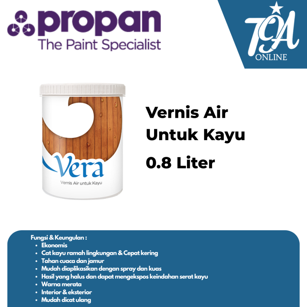 PROPAN Vera Vernis Air Untuk Kayu Waterbased Wood Stain Ekonomis 0,8 Liter