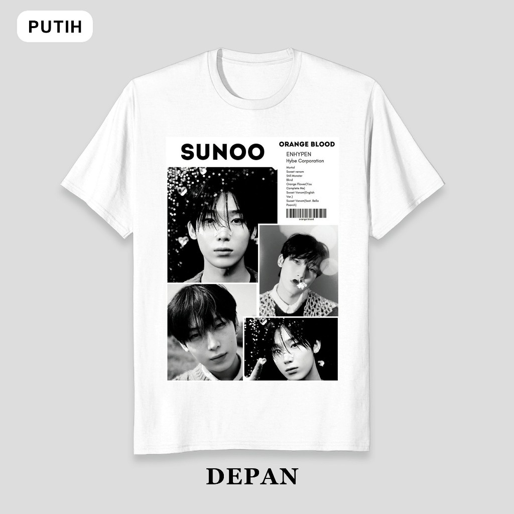 Baju Kaos Tshirt En Initial " SUNOO " Sunghoon Jay Jungwon Niki Heeseung Jake ENHYPEN Kaos Wanita Pr