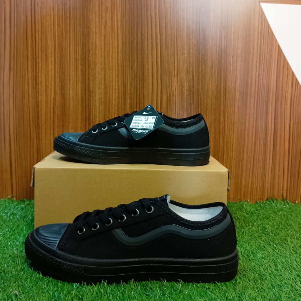 SEPATU THOMAS LC-08 HITAM SNEAKERS PRIA DEWASA