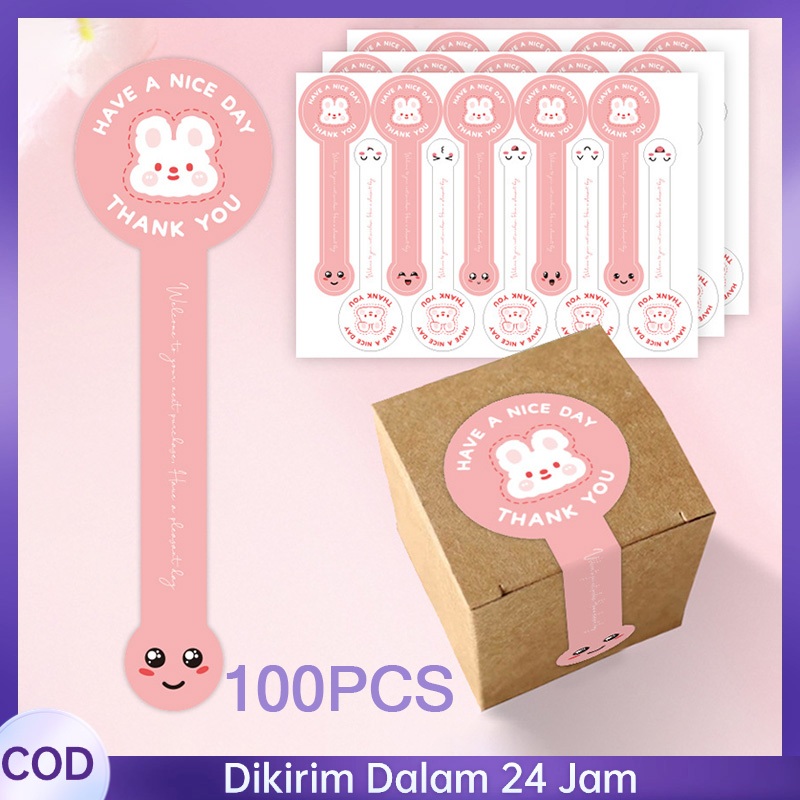 

Isi 100pcs Stiker Segel Label Diy Sticker Segel Kado & Kemasan Segel Makanan Label Makanan Handmade Label （Thank You Have A Nice Day）