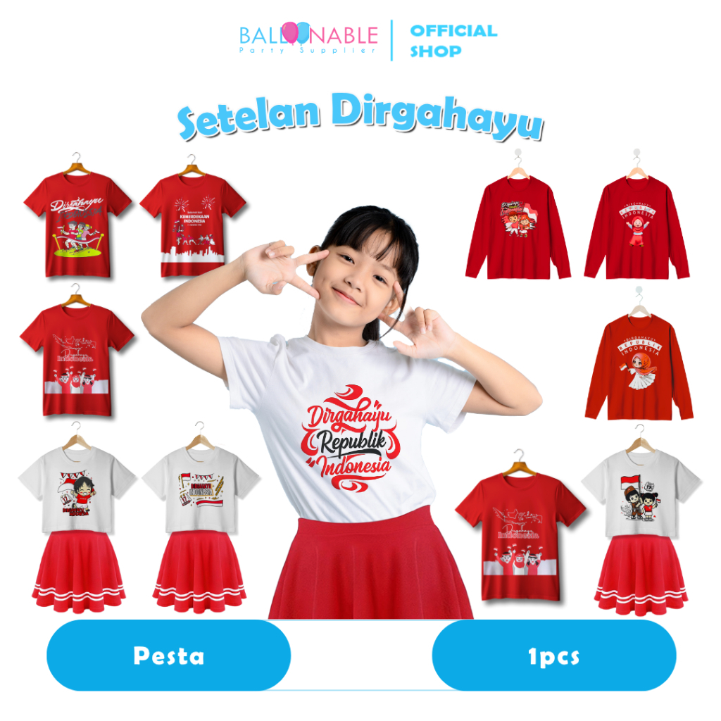 Baju Merah Putih Indonesia /Kaos Tema Kemerdekaan Tangan Pendek / Panjang / Kaos Agustusan / Kaos Me