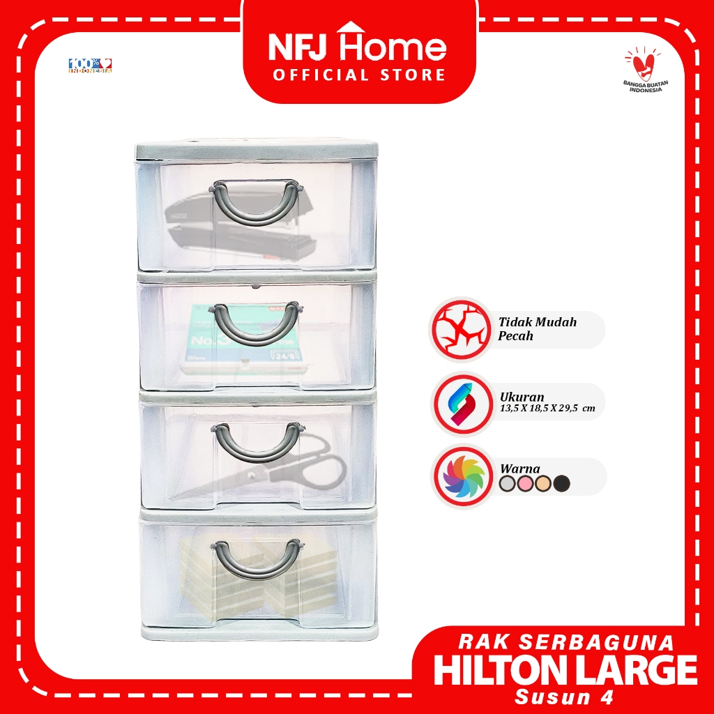 NFJ Rak Serbaguna Hilton Susun 4 Large  - Laci susun 4 Besar / Laci Mini / Rak Susun Aksesoris Mini