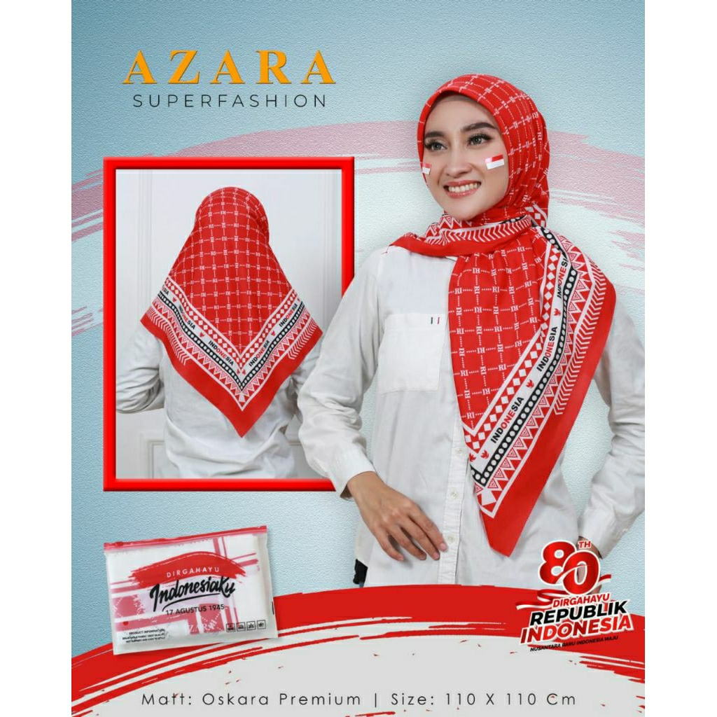 Jilbab Oskara Motif Dirgahayu, Jilbab Merah putih, Jilbab agustusan