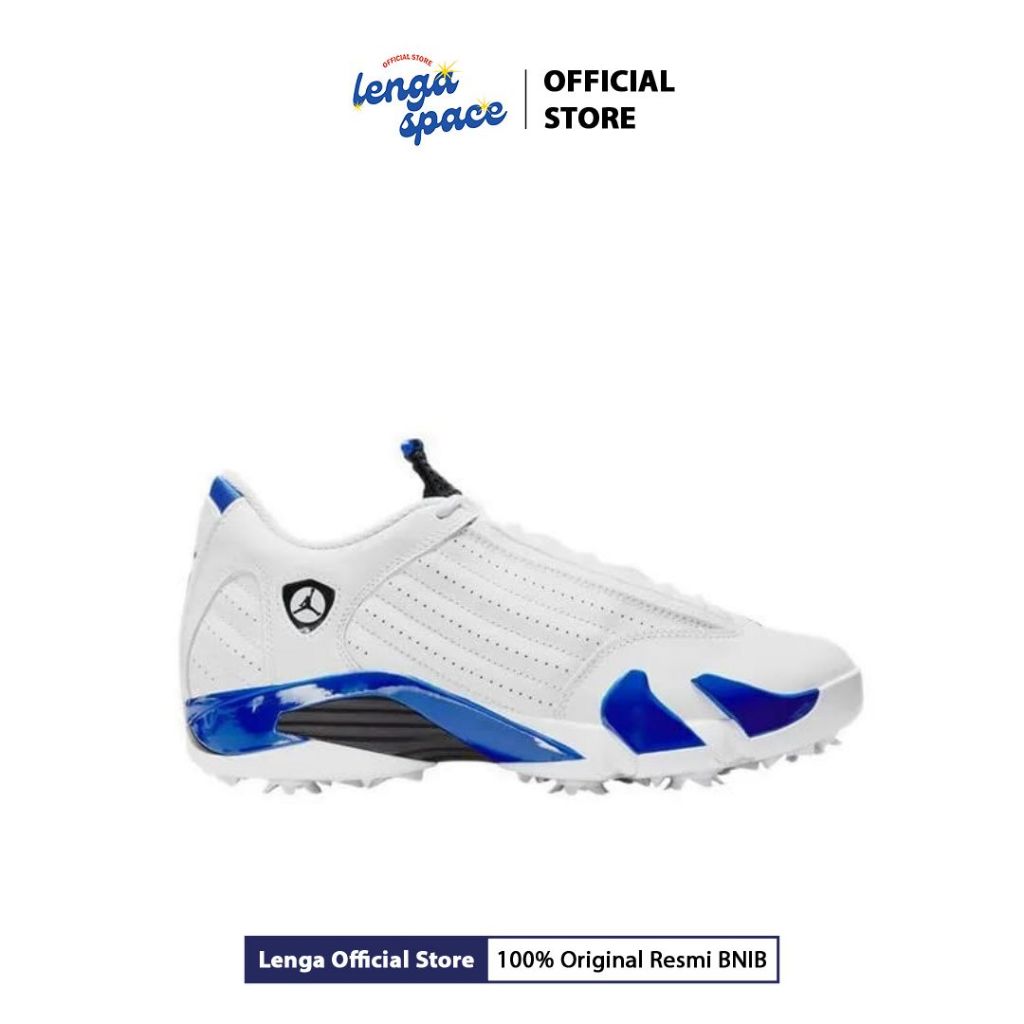 Sepatu Golf Air Jordan 14 G  - White/Black-Hyper Royal (HJ7710-101) Original