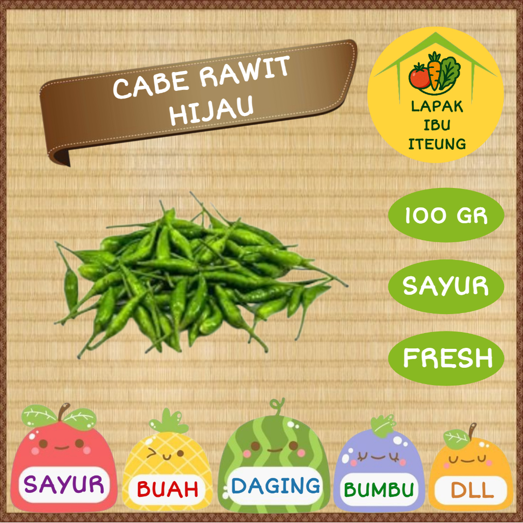 

CABE RAWIT HIJAU INSTAN BANDUNG 100GR 1ONS SEGAR / CABAI IJO FRESH SAYUR SAYURAN PASAR