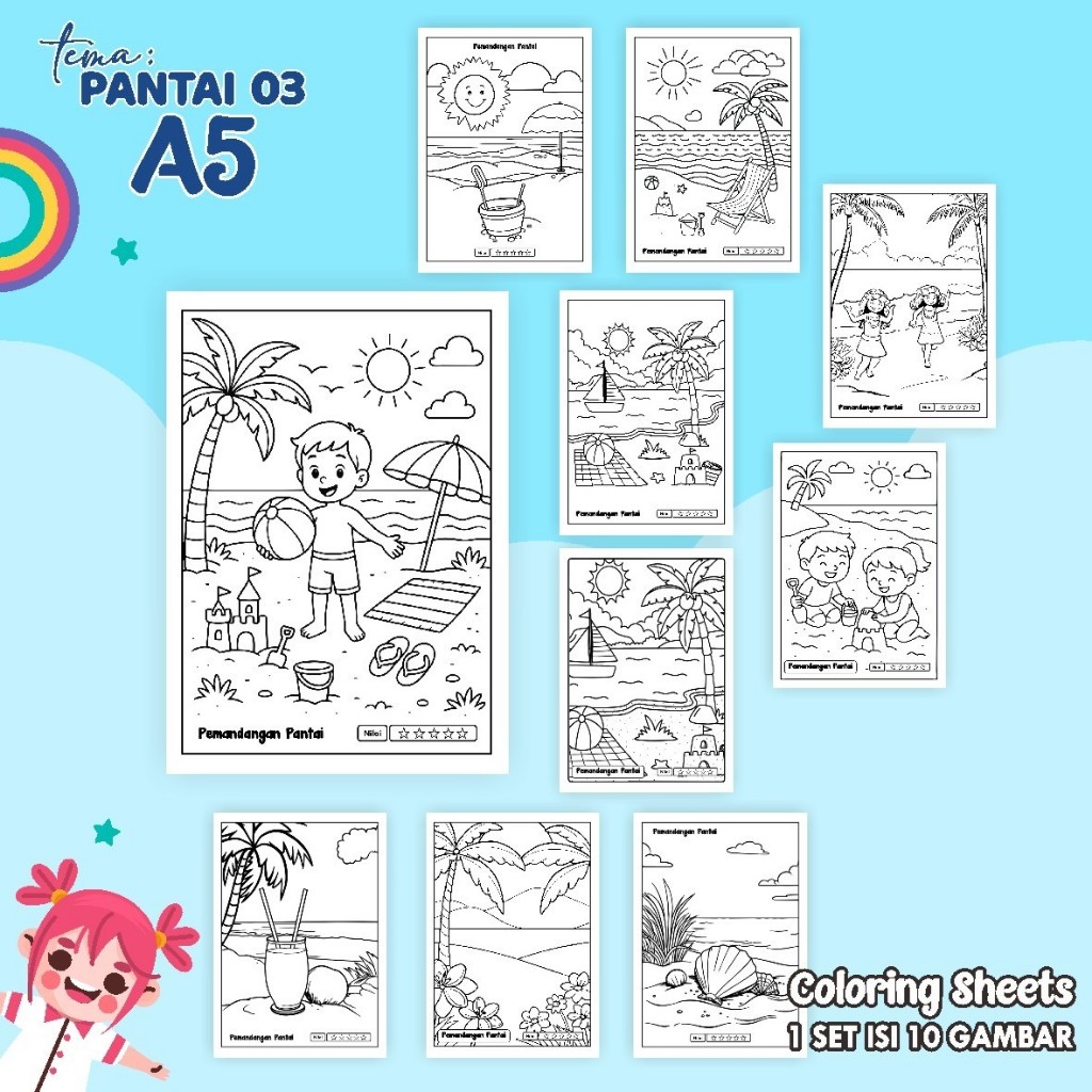 

[Whispers] Kertas Mewarnai - Coloring Sheet Rilia Tema Pemandangan Ukuran A5 - Kertas Tebal & Gambar