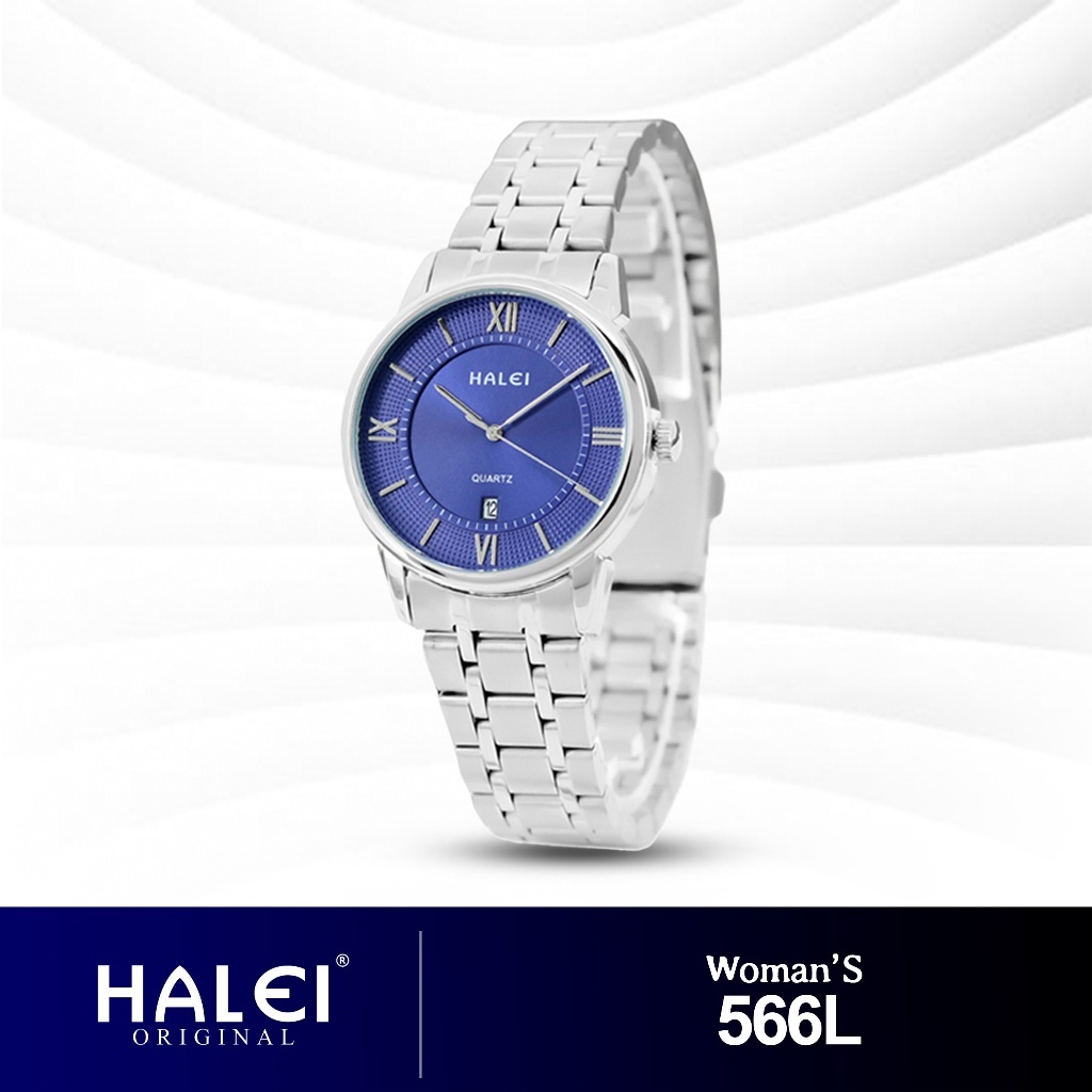 HALEI IND 566 L - Bergaransi Original Jam Tangan Wanita Tali Rantai Ada Tanggal Jamin Tahan Air