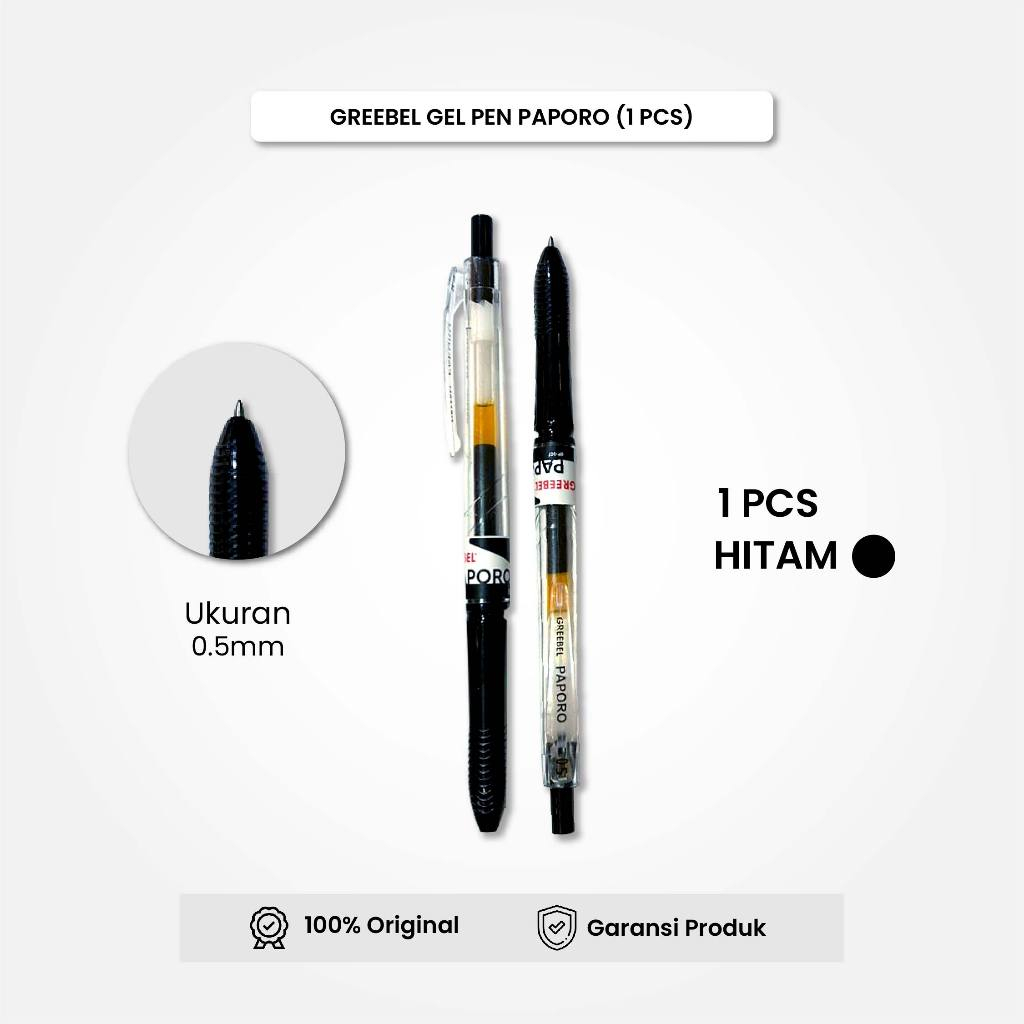 

GREEBEL Pulpen Gel GP-507 PAPORO 0.5 HITAM (1PCS) Gel Pen Cetek Ballpen Cetek Pulpen Cetek