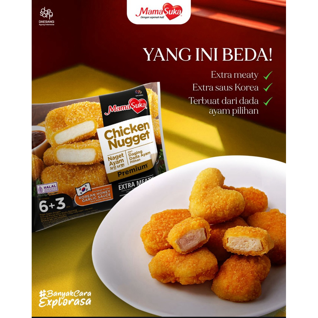

Mamasuka Chicken Nugget Premium ( Extra Meaty + Korean Honey Garlic Sauce ) 170gr / 460gr