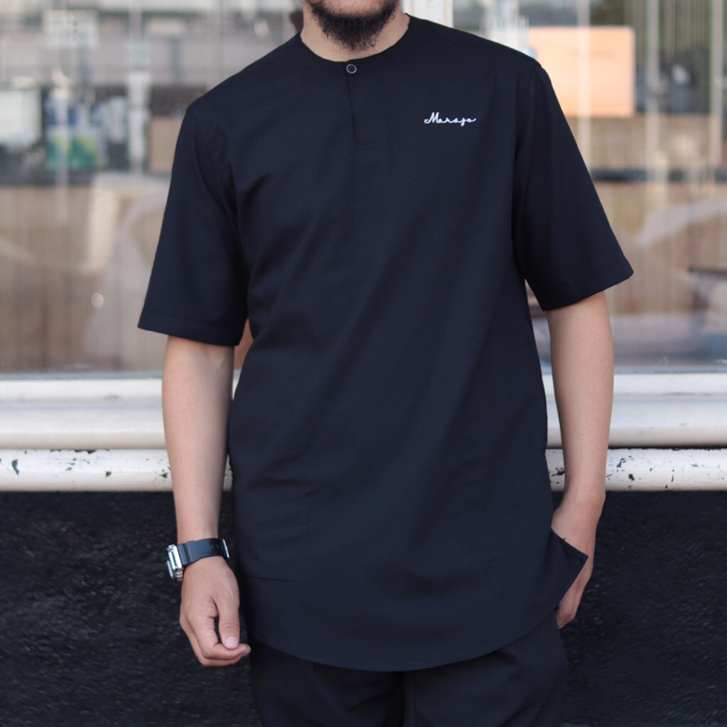 Kemeja Koko Kurta Marajo Casual Lengan Pendek Bahan full Katun Terbaru