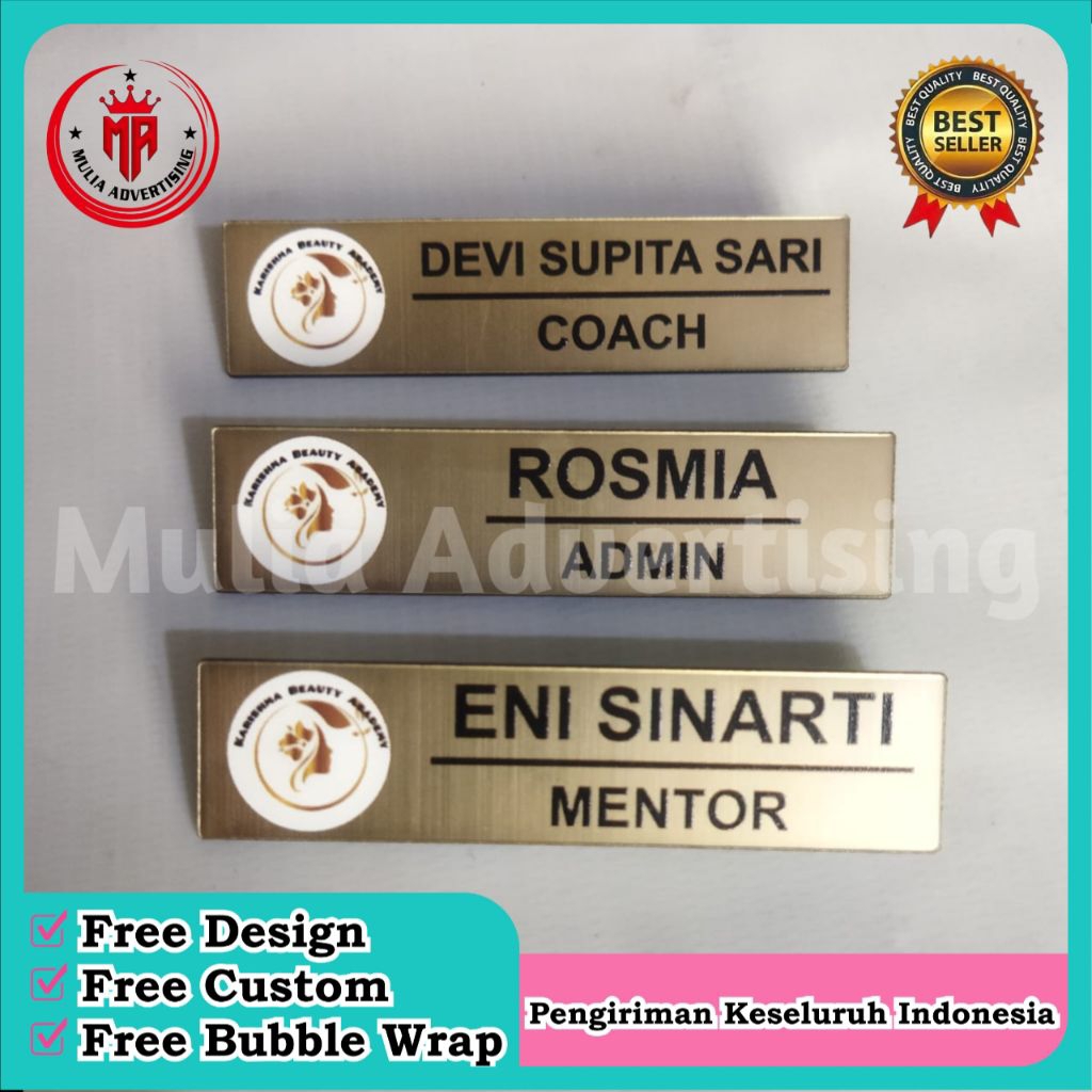 

Name tag, Name tag custom - Banyak variasi dan jenis bahan, Name tag peniti, Name tag magnet