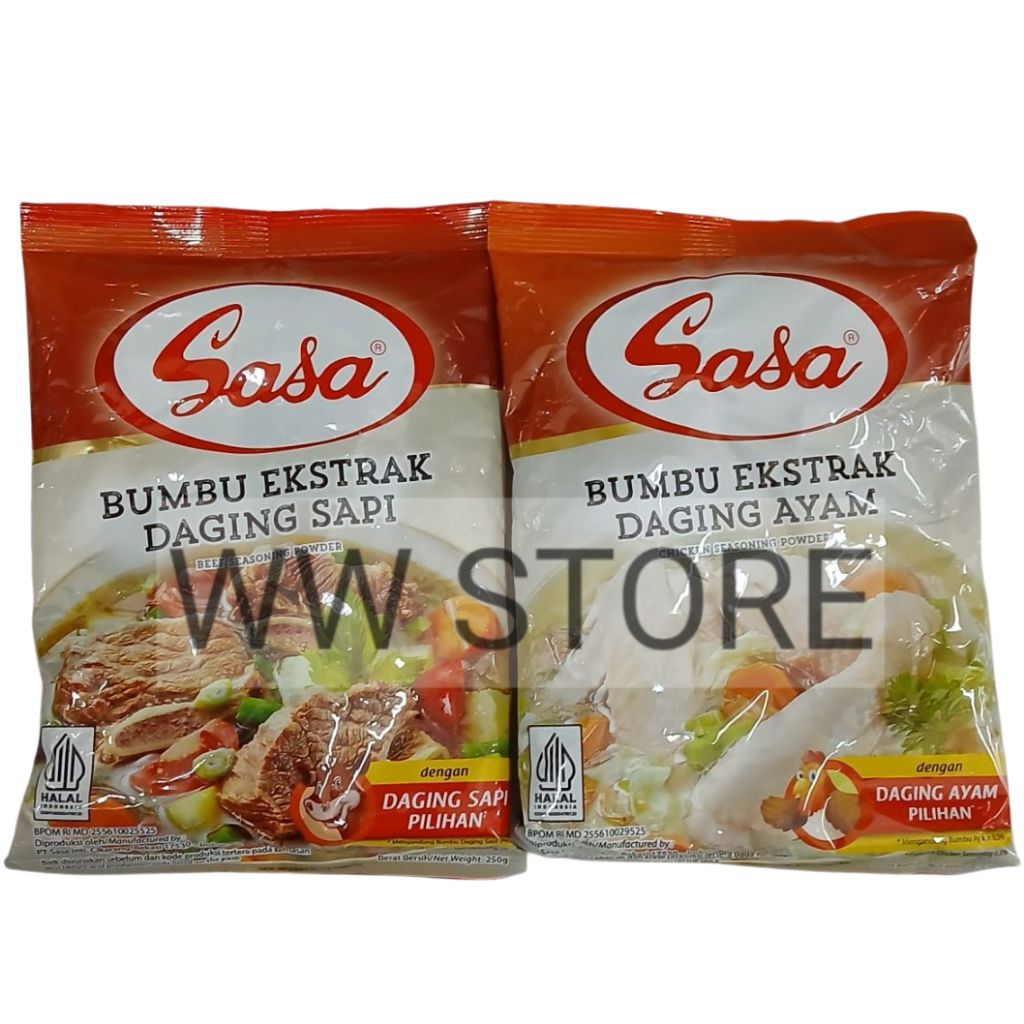 

Bumbu ekstrak daging sapi ayam halal MUI Sasa Beef Chicken Seasoning Powder 250g