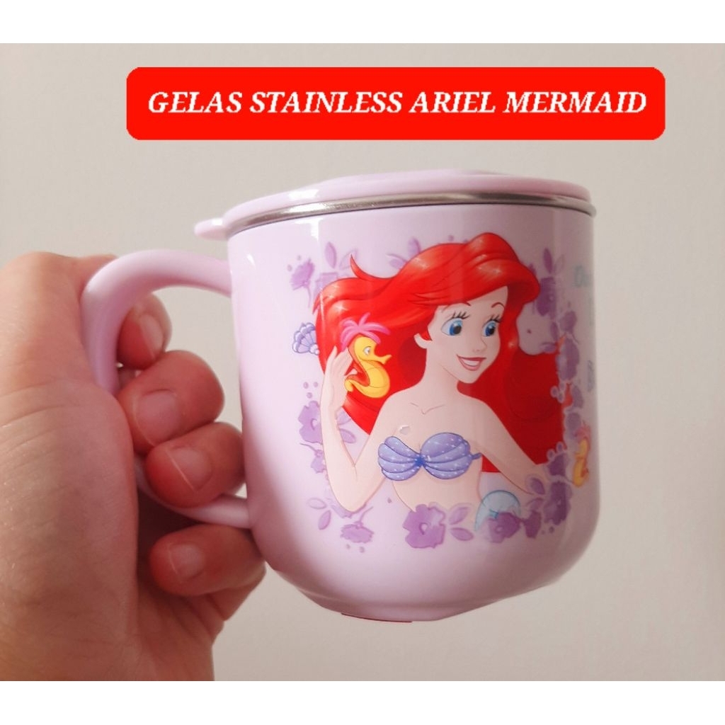 gelas stainless ariel mermaid gelas minum stainless karakter little mermaid water cup oasis park ari